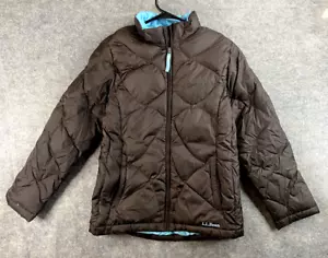 L.L. Chaqueta Bean Niña Talla L14-16 Marrón Invierno Puffer Cremallera Completa Plumón de Ganso Abrigo - Imagen 1 de 7