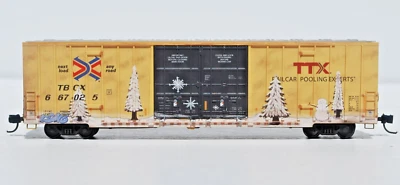 TTX. N Scale. 60' RS. Hi Cube Box Car DPD-Weath'd & Graff.- "Xmas". MTL. New - Image 1 of 4