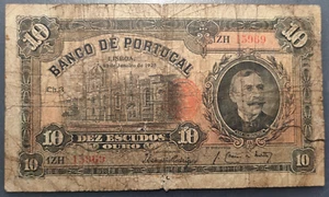 PORTUGAL 10 ESCUDOS 1925 P-134 (7) BC ESCASO - Picture 1 of 2