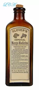 Large AMBER antique HORSE DOG CATTLE VETERINARY medicine bottle EMBOSSED - Picture 1 of 5