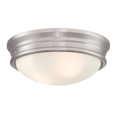 Plafoniera Nichel Lampada Soggiorno Sophia Vetro Opale E27 Terra Coperta 33 CM - Immagine 1 di 2