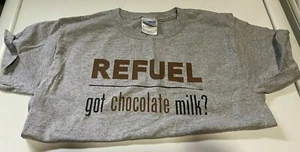 "REFUEL GOT CHOCOLATE MILK" T-SHIRT GRAY YOUTH SMALL - Picture 1 of 2