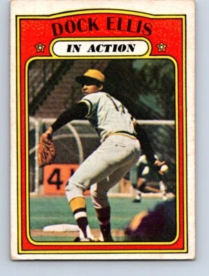 VINTAGE BASEBALL CARD OPC 1972 PITTSBURGH PIRATES DOCK ELLIS IN ACTION  NO108 - Image 1 of 2