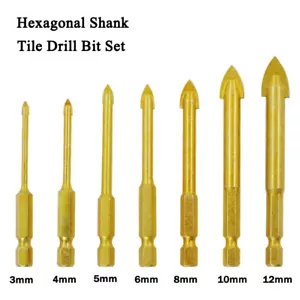 Tile Drill Bit Set 3-12mm Carbide Drill Bit Hex Shank for Masonry Ceramic Glass - Picture 1 of 7
