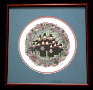 P Buckley Moss Framed Signed Joy To The World Carolers 1992 w/Cert Authenticity - Picture 1 of 13