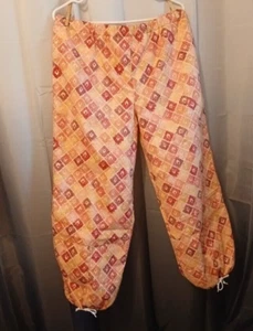 New Cropped Pants womens XL Peach Pink geometric print Elastic waist Side pocket - Picture 1 of 7