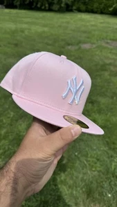 New York Yankees ERA 59FIFTY Fitted Cap HAT 5950 BABY PINK COTTON CANDY WHITE OG - Picture 1 of 7