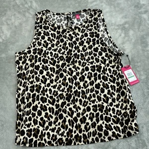 Vince Camuto Womens Leopard Print Sleeveless Top L 95% Polyester NWT 6096 - Picture 1 of 9