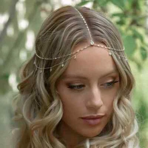 Fashion Boho Crystal Head Chain Wedding Hair Accessories Elegant Headpiece Bl... - Picture 1 of 8