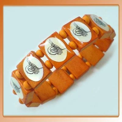 Islamische Bismillah Holz Armband Schmuck Osmanisch Armreif Armschmuck Orange - Bild 1 von 2