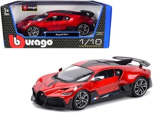 Bugatti Divo Red Metallic with Carbon Accents 1/18 Diecast Model Car by Bburago - Picture 1 of 1