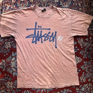 Stussy Tee Shirt Mens Medium Peach Cotton Large Logo - Picture 1 of 5