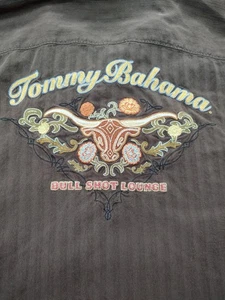 Camisa Tommy Bahama Para Hombres 2XL Marrón Seda Bull Shot Salón Bordada Campamento Informal - Imagen 1 de 12