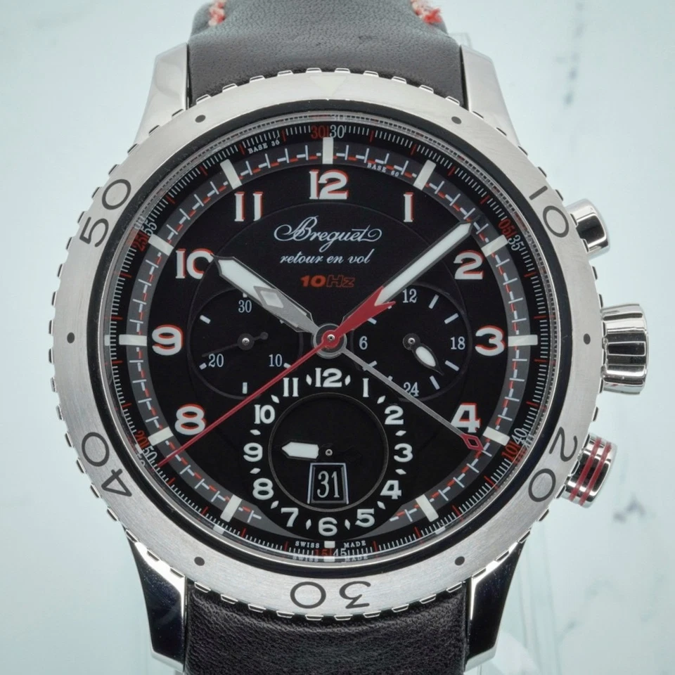 宝玑 XXII 型飞返计时码表 44 毫米皮革表带 B&P - 3880ST/H2/SX0 — 第 1/4 张图片