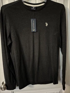 US Polo Assn Herren Langarm Rundhals Pullover Schwarz Einfarbig T-Shirt Gr. M - Bild 1 von 1