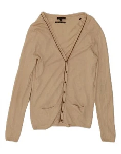 MASSIMO DUTTI maglione cardigan donna UK 12 medio beige seta DD16 - Foto 1 di 3