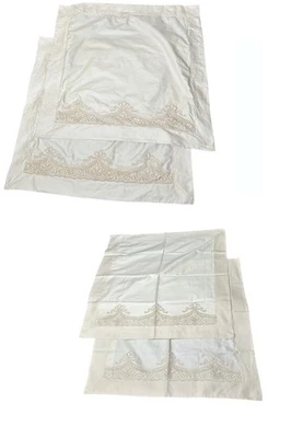 "4 fundas de almohada JESURUM VENEZIA Italia 25"" bordadas marfil ornamentadas de colección leer" Foto 1 de 4