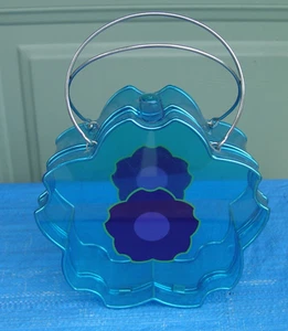 Vintage 2004 Blumenform blau Kunststoff durchscheinend Handtasche Beuteltasche SELTEN Zielscheibe - Bild 1 von 9