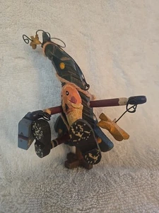 Funny Cute Wooden Christmas Ornament Santa Stuck In Tree 5" - Picture 1 of 9