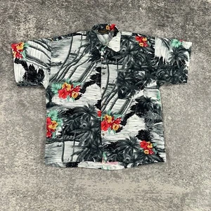 VTG Monzini Collection Shirt Mens Medium Hawaiian Floral Palm Beach Aloha Casual - Picture 1 of 12