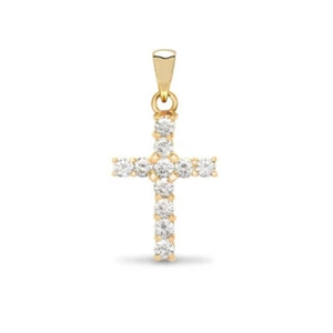 1.00carat Round Cut Diamond Claw-Set Cross Pendent Yellow Gold - Picture 1 of 5