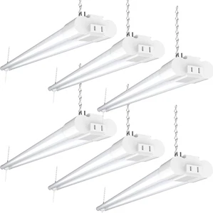 6 Pack LED Workshop Garage White Shop Light 4FT, Plug in Linkable Utility 5000k - Picture 1 of 8