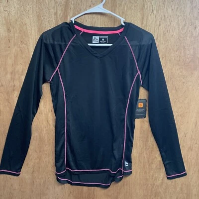 Camisa RBX Manga Larga Performance Active Top Talla S Pequeña Negro Rosa Borde Nueva Foto 1 de 4