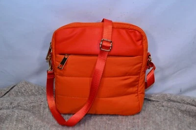 Bolso acolchado Sondra Roberts cuadrado naranja poliéster nuevo sin etiquetas Foto 1 de 4