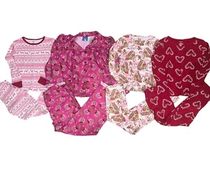 Girls Pajamas Size 6 Lot of 4 Sets Christmas Holiday  Gingerbread Grinch Pjs - Picture 1 of 5