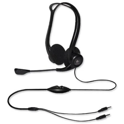 Logitech 860 Headset 3.5mm Stereo  On-Ear Microphone Gaming PC Laptop Netbook UK - Image 1 of 2