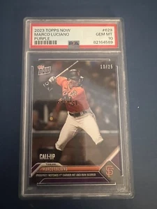 2023 TOPPS NOW MARCO LUCIANO 1ST CAREER HIT PURPLE ROOKIE RC #D /25 PSA 10 GEM - Picture 1 of 1