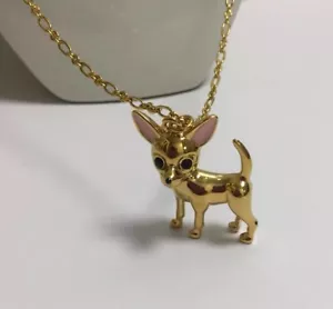Collar largo Kate Spade chapado en oro 12K Haute Stuff Chihuahua, con bolsa antipolvo KS - Imagen 1 de 12