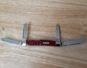 Case XX USA 4 Blade Congress 3.5" Red Bone Handles Pocket Knife 1990's vintage - Picture 1 of 7