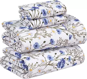 100% Cotton Sheets Queen Size Set, 4 Pieces, Soft & Breathable Percale Weave Bed - Picture 1 of 12
