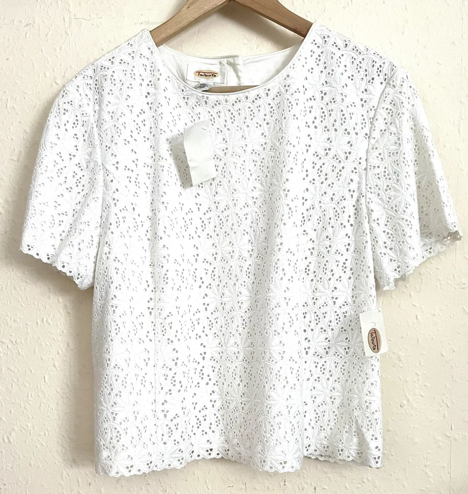 BNWT TALBOTS WHITE eyelet broderie anglaise  lined top UK 18 RRP£89 - Image 1 of 4