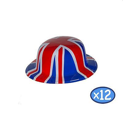 12 Pack GB Bowler Hat Union Jack Flag Print British Royal Party Sports Team • 12.99£