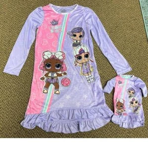 Disney LOL Surprise Pajamas Purple Grand Slam Sports Nightgown & Doll Gown-sz 10 - Picture 1 of 6