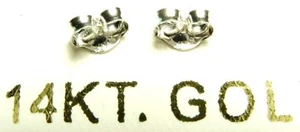 14KT WEISSGOLD 3 MM WINZIGE ERSATZRÜCKEN, PAAR - KOSTENLOSER VERSAND! - Bild 1 von 3