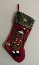 Red Sparkly Reindeer Christmas stocking 18" x 8" 3D applique bells