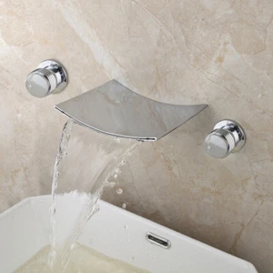 Juego de 3 grifos de bañera montado en cubierta cascada pico baño lavabo grifo mezclador - Imagen 1 de 8