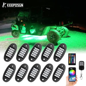 10x ATV Off-Road Underglow Neon RGB LED Rock Lights Bluetooth Remote For Can-am - Picture 1 of 12