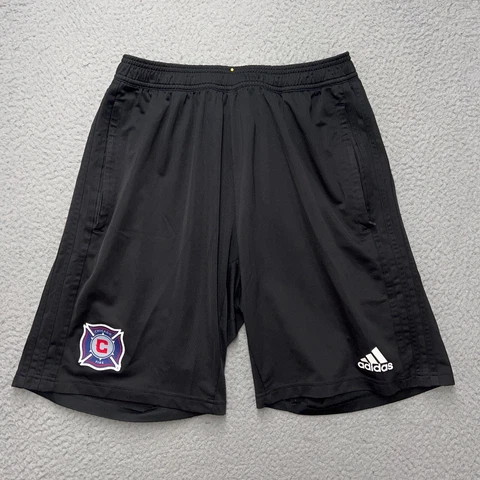 Chicago Fire Shorts Youth Boys Large Black Soccer Climacool No Drawstring Cover