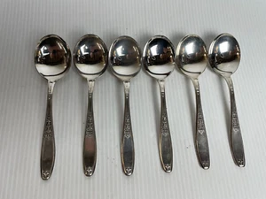 AMBASSADOR 6 Gumbo Lg Round Bowl Soup Spoons Silverplate 1919 No Monograms - Picture 1 of 7
