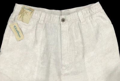 Men's CARIBBEAN Natural Light Khaki LINEN Drawstring Pants 46x32 NEW NWT Wow! - Image 1 of 4