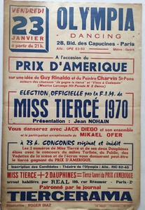 affiche ancienne - Olympia dancing - Miss tiercé 1970 - Prix d'Amérique - Picture 1 of 1