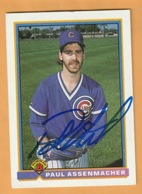 Paul Assenmacher Chicago Cubs AUTO Signed 1991 Bowman Southgate Michigan 3L - Image 1 of 2