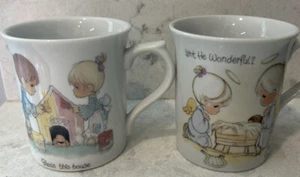 Precious Moments 1984 Isn't He Wonderful Angels Baby Jesus Bless This House Mugs - Picture 1 of 11