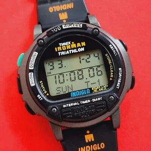 Timex Ironman Watch Interval Timer Diary Indigo Triathlon Rubber Band Iron Man - Picture 1 of 7