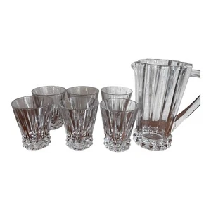 ROSENTHAL GERMANY CLEAR LEAD CRYSTAL PITCHER AND 6 DOUBLE OLD FASHIONED GLASSES - Picture 1 of 10