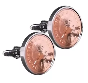 2014 heads up One pence Coins Set in Silver Setting Men 5 Years Gift cufflinks - Picture 1 of 10